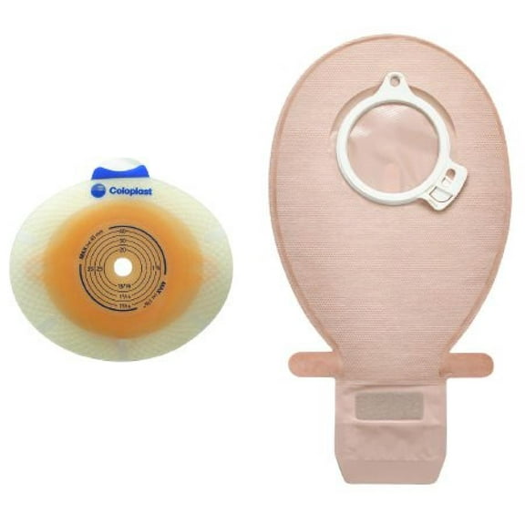 SenSura Ostomy Barrier, Two-Piece System, 40 mm Flange, 1 Inch Opening, Beige, Green Code, 5 Count