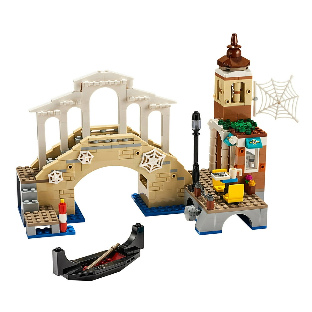 LEGO Marvel Spider-Man Far From Home Venice Scene with a Canal-Side Cafe, Bridge, and Gondola