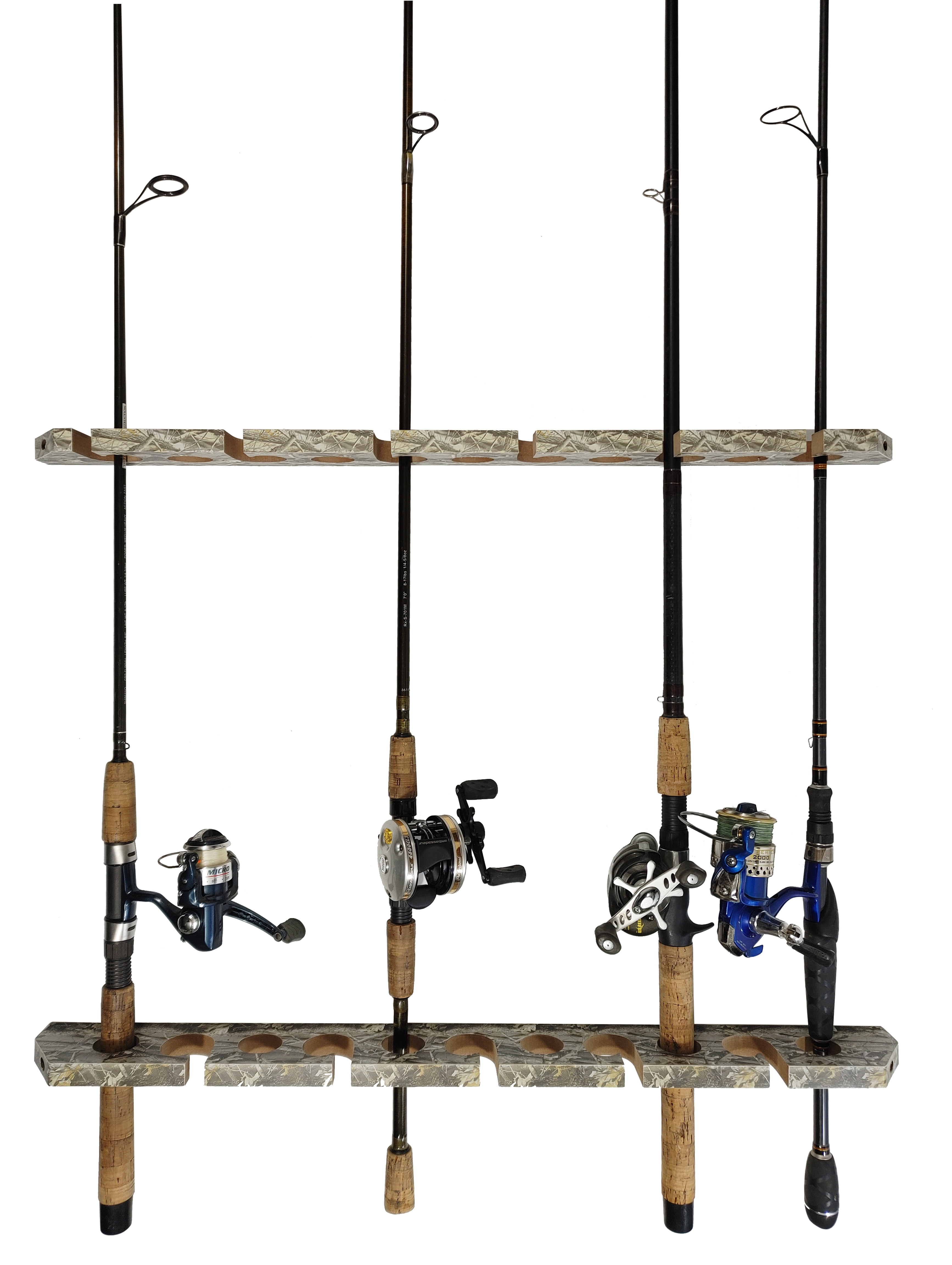 Old Cedar Outfitters Round Floor Fishing Rod Rack - Holds 15 Rods, Distressed Wood