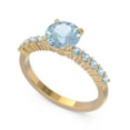 thumbnail image 2 of Diamond-Capitals 2.25 Carat Round Cut Aquamarine Gemstone Shiny Engagement Ring for her Solid 14K Yellow Gold Size 4, 2 of 7