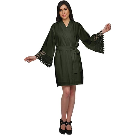 

Moomaya Solid Cotton Robes For Women Plus Size Kimono Robe Short Nightwear