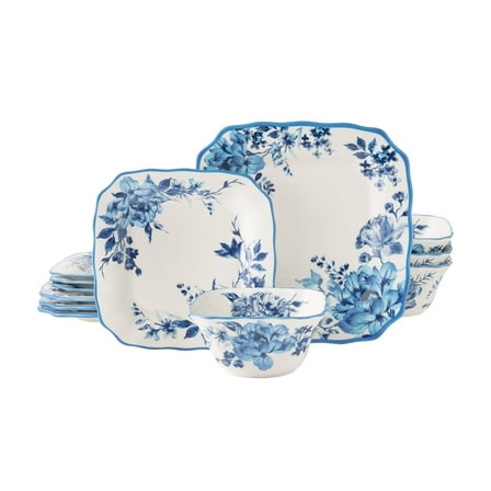 The Pioneer Woman Delilah 12-Piece Stoneware Dinnerware Set, Blue