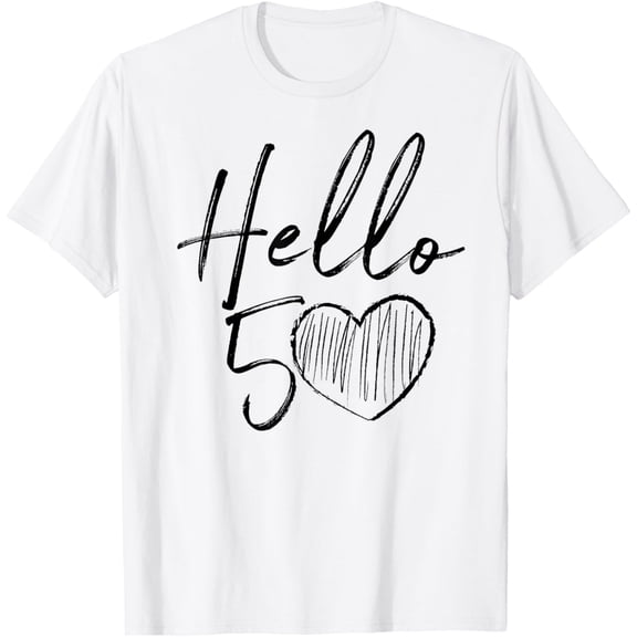 hello 50 shirt, 50th birthday Gift T Shirt T-ShirtMen and women, White T-shirt, size: Extra large