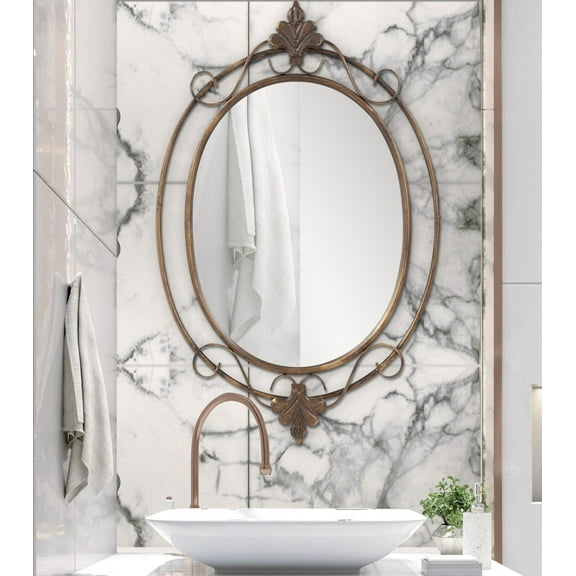 Tyler Dillon Decorative Wall & Accent Mirror with Vintage Oval Metal Frame - 33"H x 21"W
