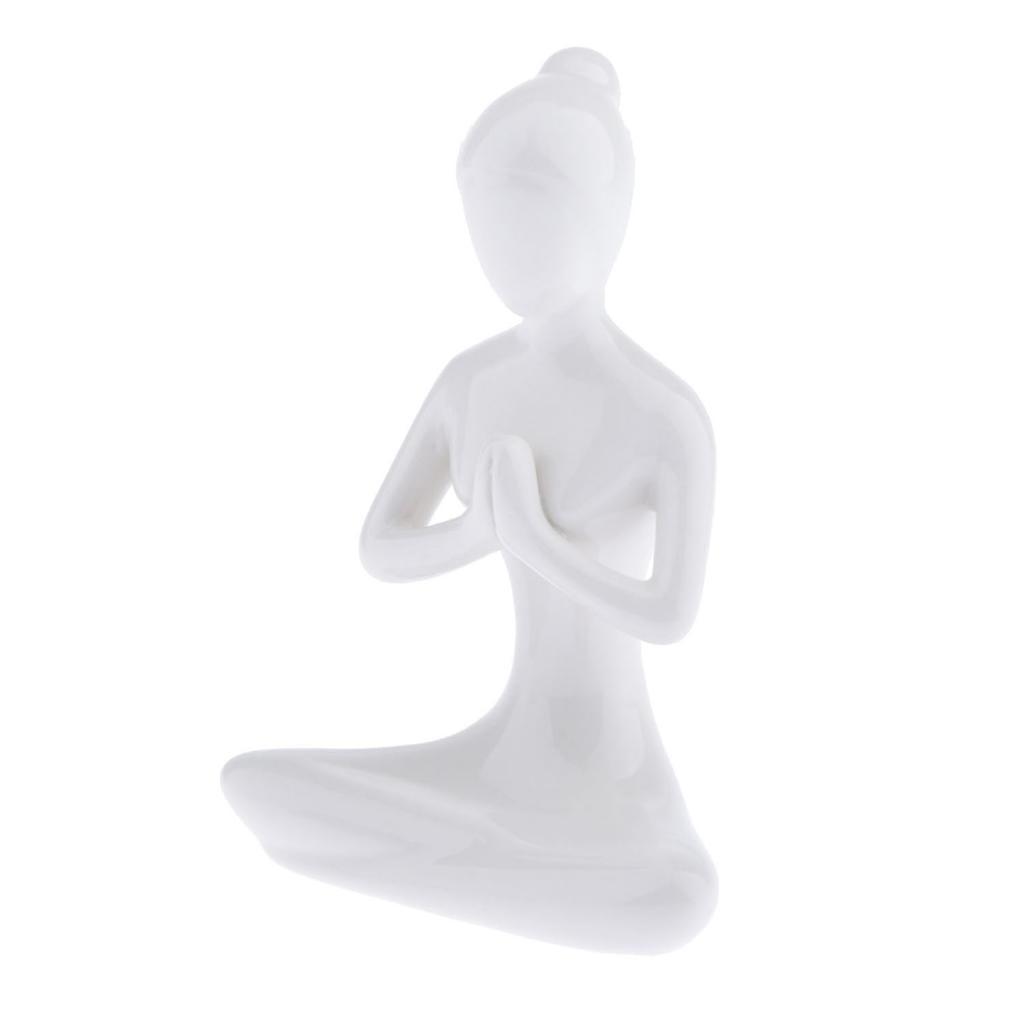 Ceramic Yoga Figure Ornament Statue Sculpture  Garden  Desk Decor 