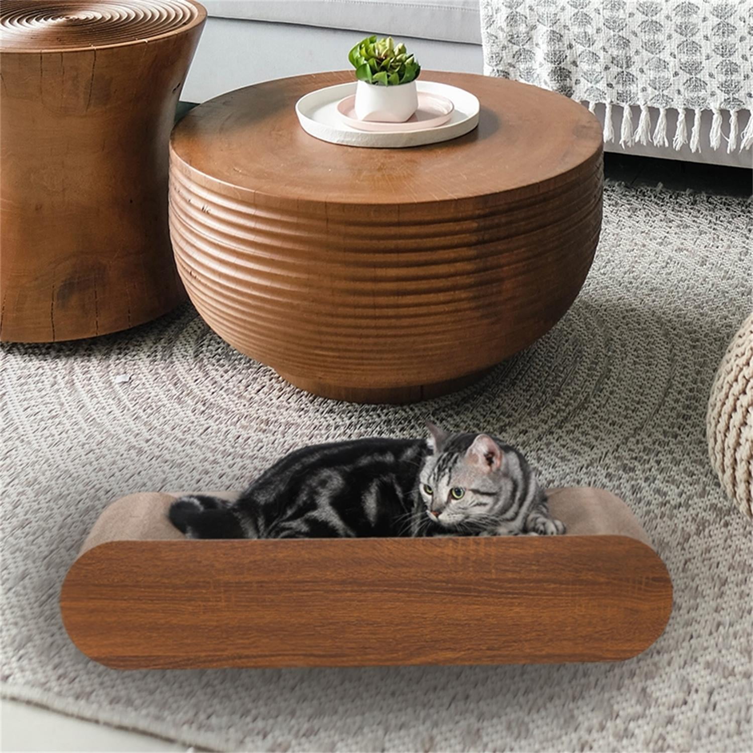 Pefilos 19" Cardboard Cat Scratch Board with Removable Middle Part, Cat Scratcher Pad Bed House, Recyclable Corrugated Scratching Toy, Brown Pefilos 19" Cardboard Cat Scratch Board with Removable Middle Part, Cat Scratcher Pad Bed House, Recyclable Corrugated Scratching Toy, Brown