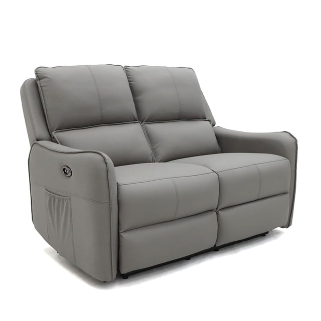 Sofa Reclinable VANLIG Sillon Electrico Reposet Loveseat Moderno Color Gris Diseño De La Tela Vinil