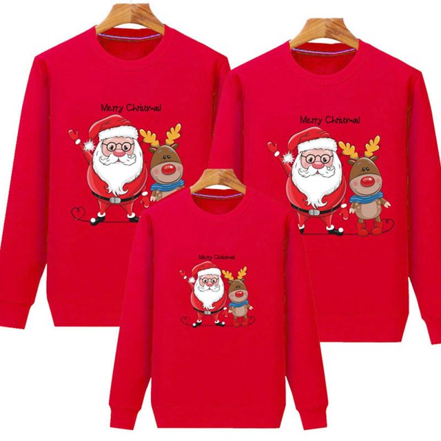 Navidad Ciervo Suéter de Navidad Ropa a juego de la familia Más sudadera gruesa de terciopelo Padre Madre Hija Hijo Trajes de padres e hijos Papá (4XL) Gao Jinjia LED