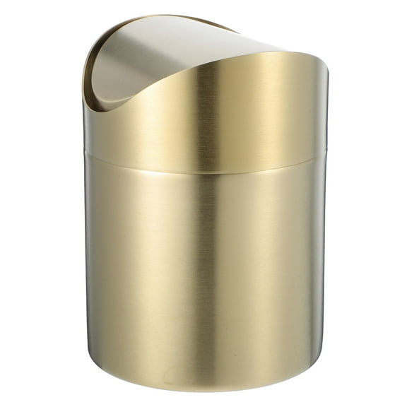 Beaupretty Table Top Trash Can Golden 1Pcs Modern Design for Kitchen