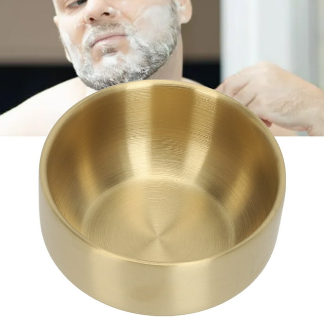 Tazón de Jabón de Barba de Hombres, material ti platado tamamo compacto tazón de espuma de barba no esbelto para el hogar y salón de belleza