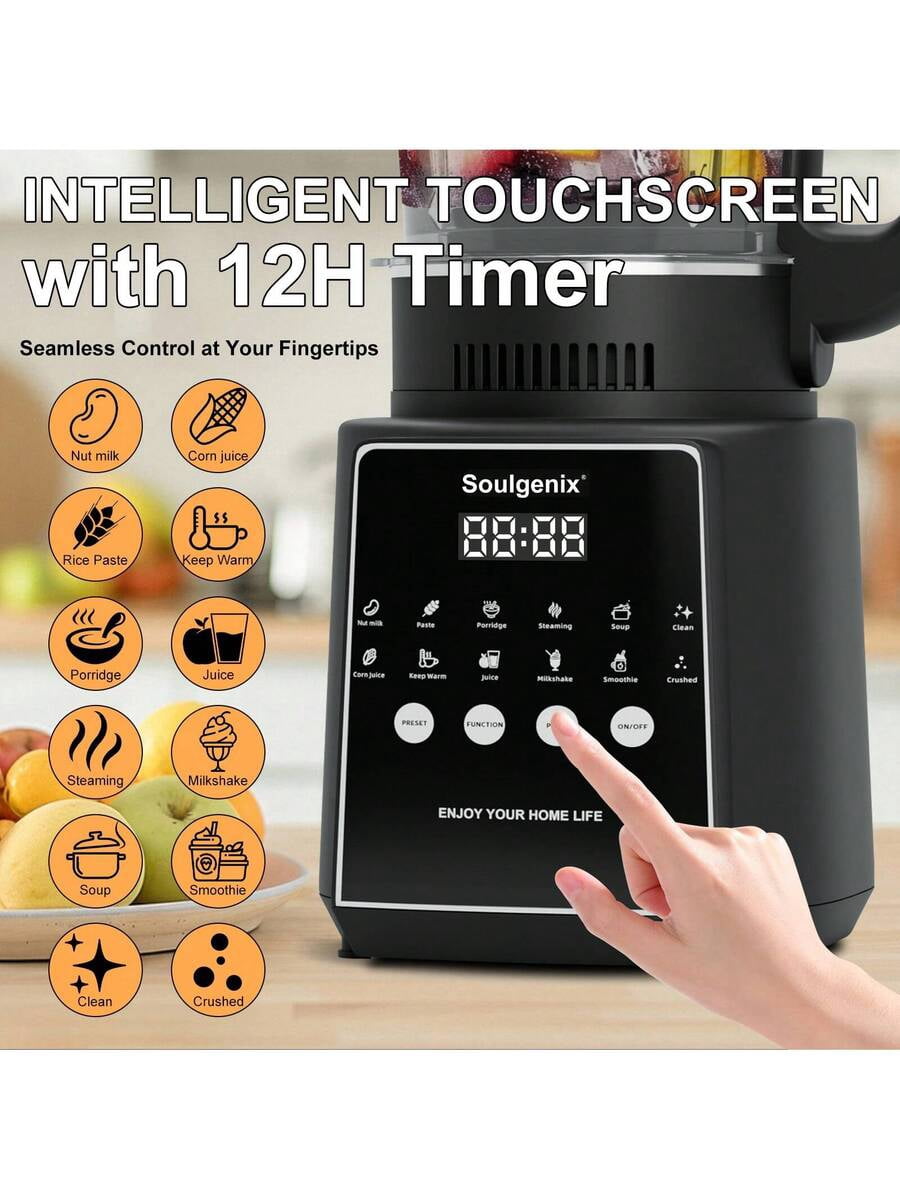 Glass Blenders For Kitchen, 1200W High Speed Professional Blenders With 14 Functions, Countertop Blender For Smoothie, Food Processor With Heating, Auto Clean, Black