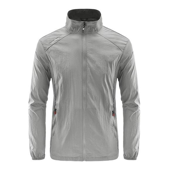 Men's Lightweight Rush Guard Stand Collas Sun Protection Jackets Outdoor Hooded Tops Spring Summer Cooling Windbreaker Gray 3XL