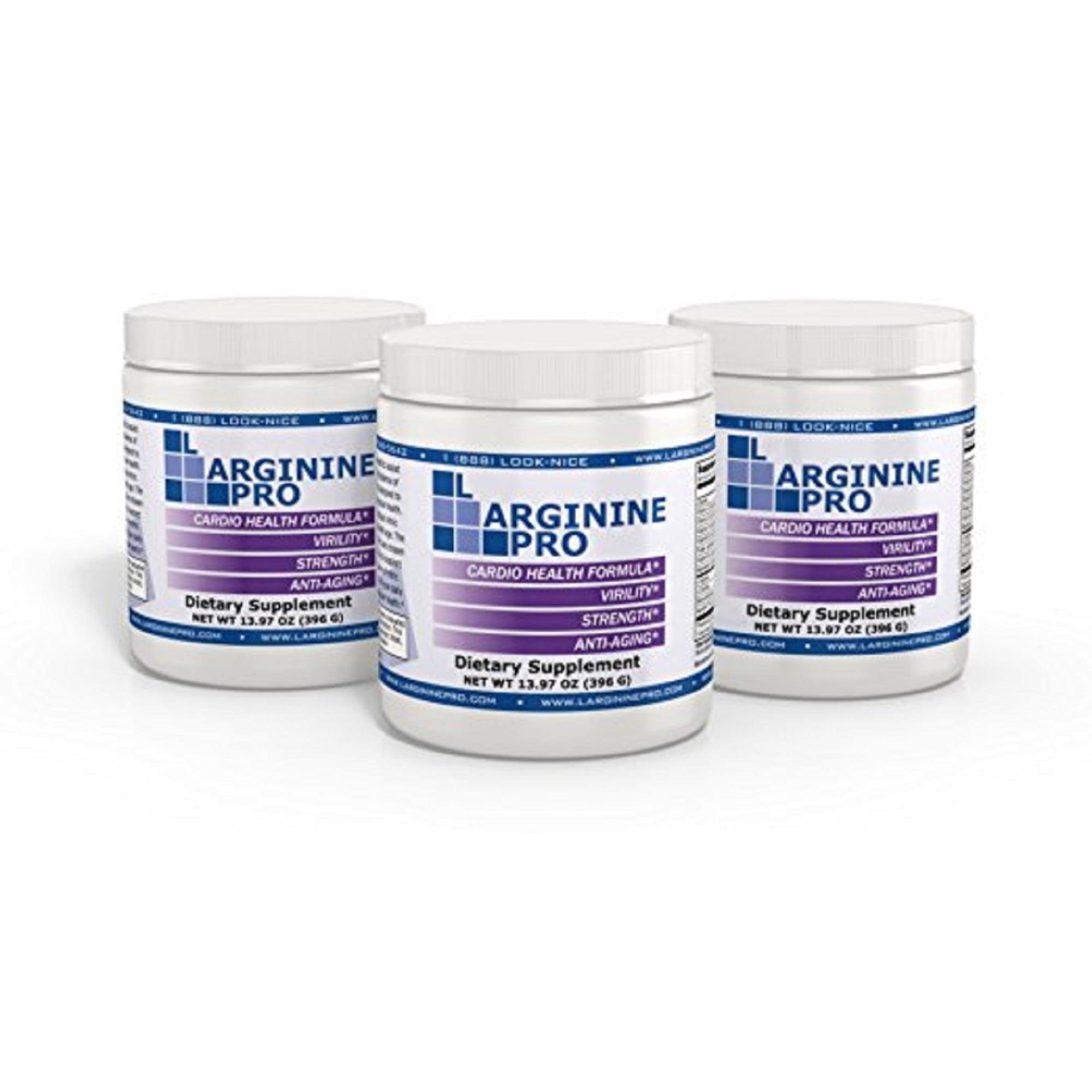 L-Arginine Pro Nitric Oxide Booster - 5500mg L-Arginine, 1100mg L-Citrulline Cardio Health, 3- Pack Jars, Grapeberry