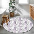 thumbnail image 3 of Round Area Rugs Collection 3 Ft, Purple Grey Botanical Non-Slip Residential Carpet, Spring Floral Summer Farmhouse Indoor Crawling Mats Doormat Runner Rugs Play Mat for Bedroom, 3 of 8