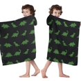thumbnail image 4 of Black Dinosaurs Neon Pattern Hooded Bath Towel，50"x30" for Ages 3 To 12 Kids, Quick Dry Lightweight Soft Microfiber Hood Beach Towel Cover Up for Kids, 4 of 7