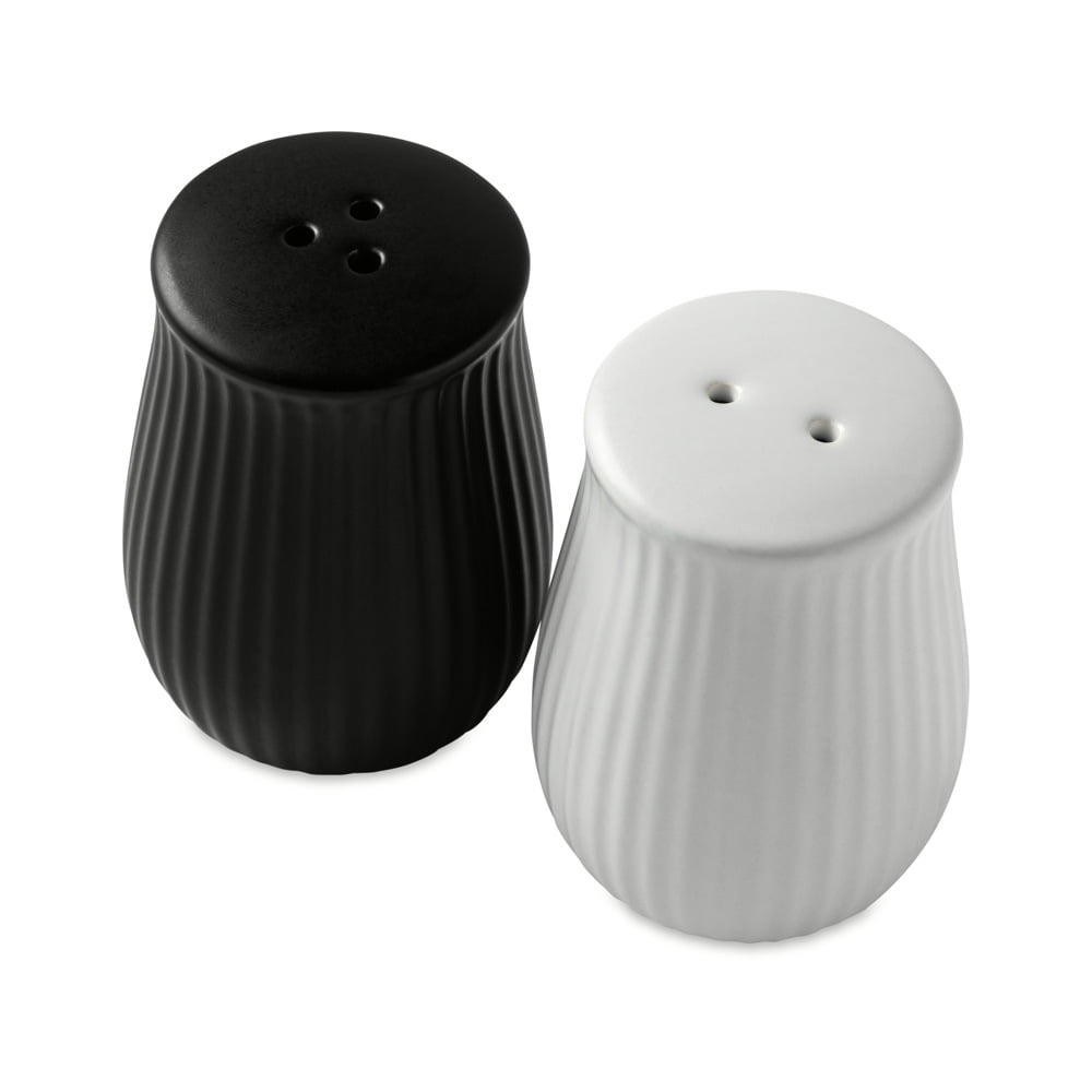 (2 pack) Thyme & Table 2 Piece Ceramic Salt and Pepper Shakers, Black