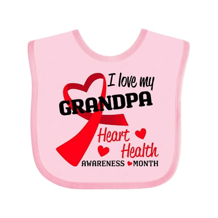 

Inktastic I Love my Grandpa- Heart Health Awareness Month Gift Baby Boy or Baby Girl Bib