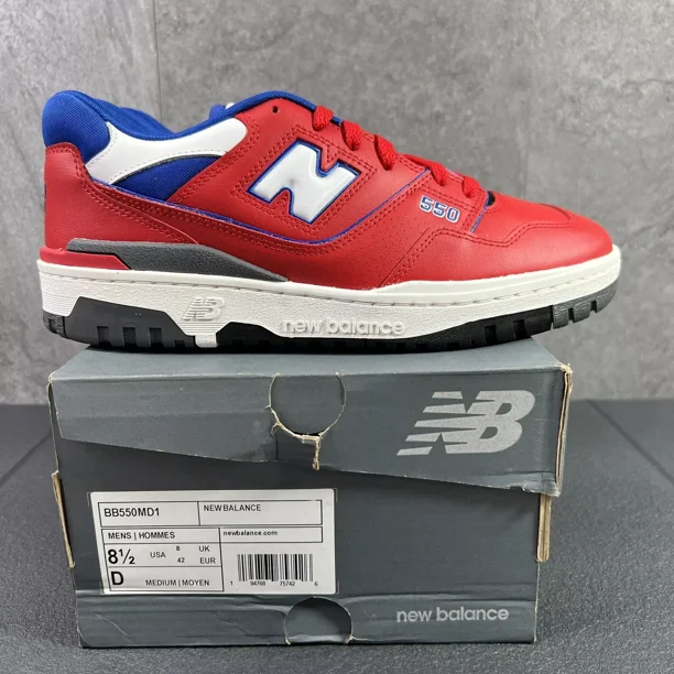 New Balance 550 Size 8.5 Mens Red Blue Casual Shoes BB550MD1