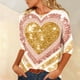 thumbnail image 4 of TaTaai Women's 3/4 Sleeve Layered Heart Print Round-neck Top, Valentine's Day Standout Pick, Casual Daily Fashion Home Top Gift, 4 of 6