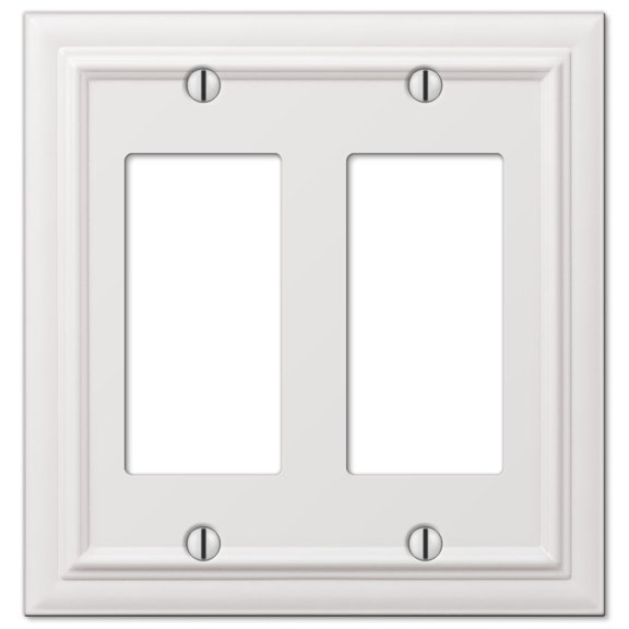 Amerelle 94RRW Continental Wallplate, 2 Rocker, Cast Metal, White, 1-Pack