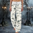 thumbnail image 2 of YDFCWXW Halloween Sweatpants for Women Bats Patterned Jogger Casual Drawstring Wide Leg Sweat Pants White, XXL, 2 of 4
