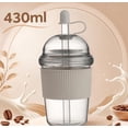 thumbnail image 6 of Reusable Iced Coffee Cup 430ml with Wide Mouth Straw and Anti- Grip Equipped with Heat-Insulating Silicone Lid Ultra-Light Portable Travel Tumbler Safe Food-Grade for All Beverages (1PC), 6 of 9
