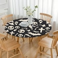 thumbnail image 3 of Black Halloween Spooky Elements Round Fitted Tablecloth with Elastic Edge,Dining Table Cover Waterproof,Outdoor Round Tablecloth for Camping,Dining,Indoor and Outdoor, 3 of 7