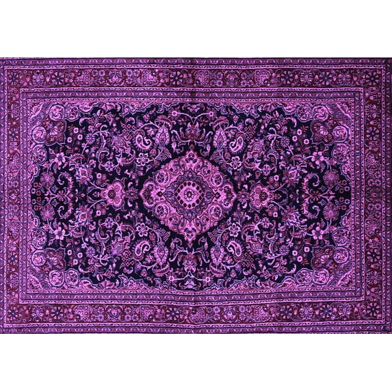 Ahgly Company Indoor Rectangle Medallion Purple Traditional Area Rugs, 8' x 10'