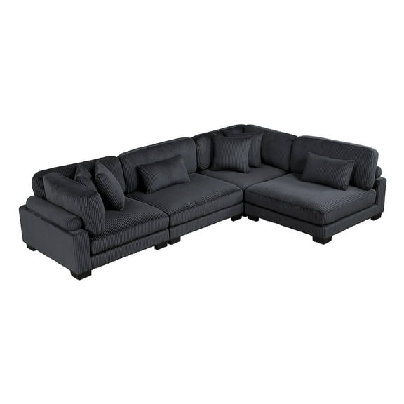 Lexicon Traverse Corduroy 4-Piece Modular Sectional in Black