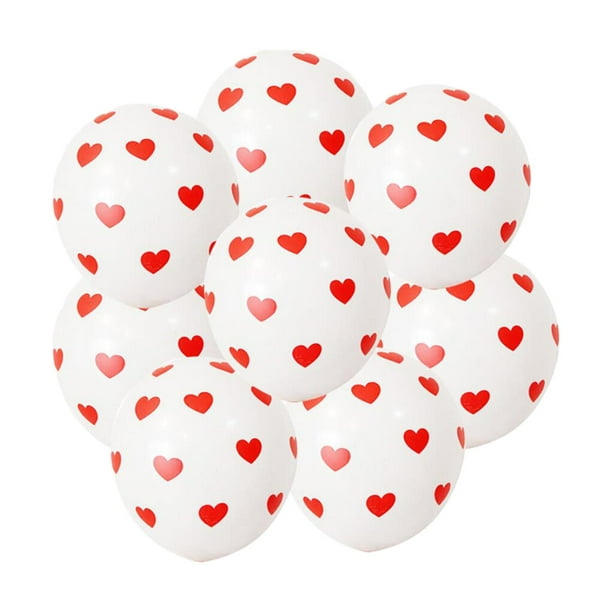 Juego de 50 globos para San Valentín, decoración para las fiestas. Bola Blanca Corazón Rojo