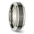 thumbnail image 4 of Auriga Stainless Steel Base with Brushed Black Ceramic Center Beveled Band for Women Size 8, 4 of 6