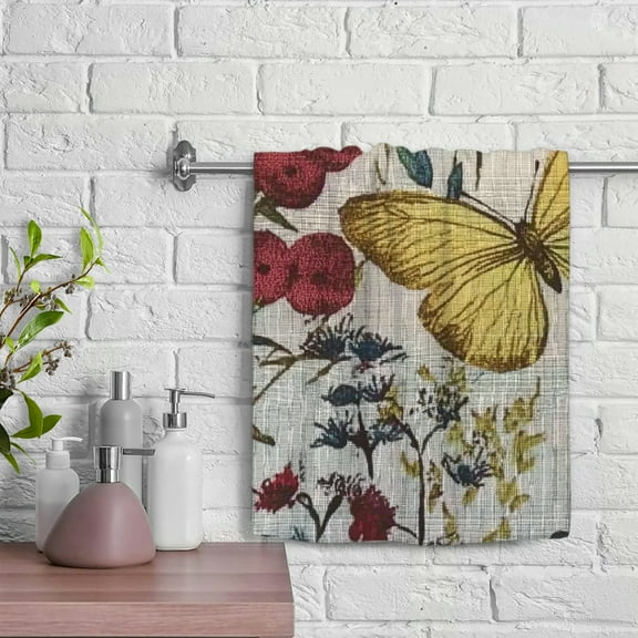 ZFLMY Flowers Butterflies Silk Screen Hand Towel 100% Polyester Microfiber Towels Funny Kitchen Towels for Kitchens Bathrooms Showers 29.5x13.8 Inches 29.5x13.8in