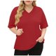 thumbnail image 1 of Camiseta informal de mujer con cuello en V, manga corta y corte holgado - Algodón suave, prenda básica versátil, 1 of 4