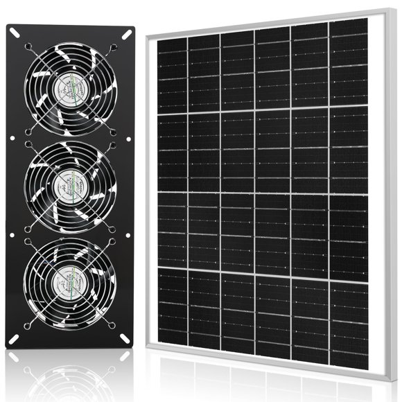 Fanspex Kit de 3 ventiladores solares de 25 W, ventilador de escape con panel solar para gallinero al aire libre, invernadero y cobertizo, entrada o escape de aire para refrigeración IP67, resistente