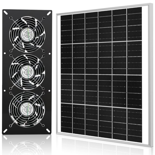 Fanspex Kit de 3 ventiladores solares de 25 W, ventilador de escape con panel solar para gallinero al aire libre, invernadero y cobertizo, entrada o escape de aire para refrigeración IP67, resistente