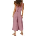 thumbnail image 4 of Roylamp Women's Summer 2 Piece Outfits Round Neck Crop Basic Top Cropped Wide Leg Pants Set Jumpsuits High quality, 4 of 5