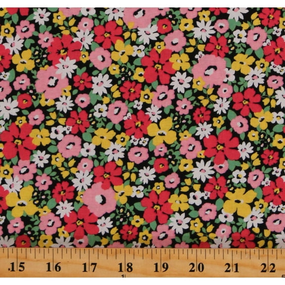 Cotton Flowers Spring Garden Springtime Bloom Sevenberry Cotton Fabric Print by the Yard (SB-6173D1-3PINK)