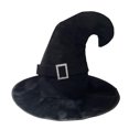 thumbnail image 6 of Happydeer Velvet Witch Hat with Mysterious Button Design, Wide Brim Cap, Solid Color, 6 of 11
