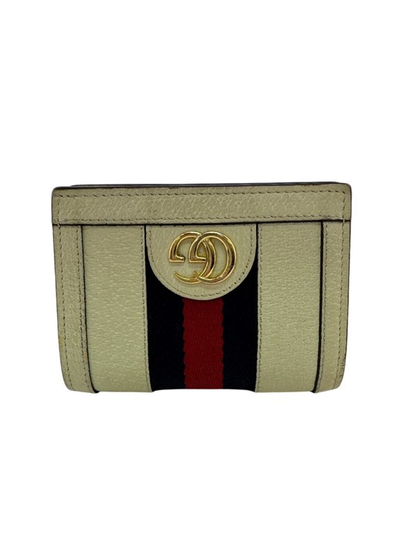 Pre-Owned GUCCI 523155 Compact Sherry Line Bi-fold Wallet, White