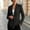 Black, variant on Women's Solid Color Tie Front Blazer, Long Sleeve Shawl Collar Casual Suit Jacket with Flap Pockets for office Daily Pink XL