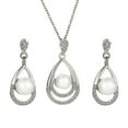 thumbnail image 2 of Eosunjian Women Necklace Earring Set Faux Pearl Rhinestone Decor Waterdrop Shape Hollow Out Exquisite Stainless Neck Ear Decoration Jewelry Hanging Earrings Necklace Set Silver, 2 of 13