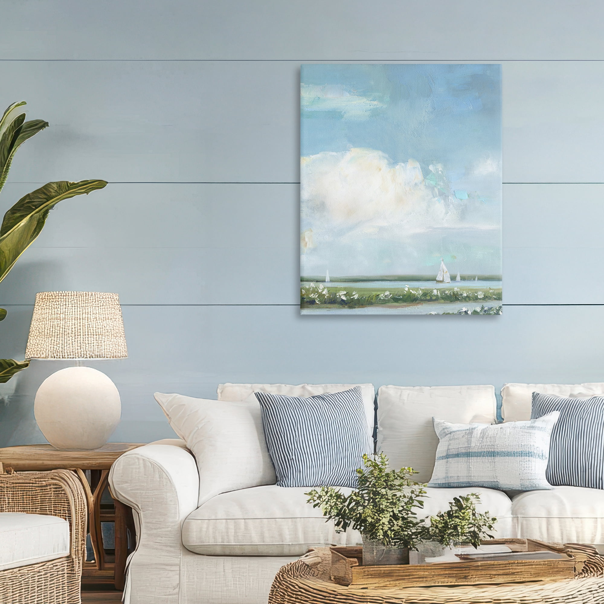 Stupell Industries Seaside Sailing Along Meadow Canvas Wall Art, design by Sally Swatland