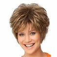 Happydeer Fashion Short Curly Brown Women Hair Wig Dyed Synthetic Lady