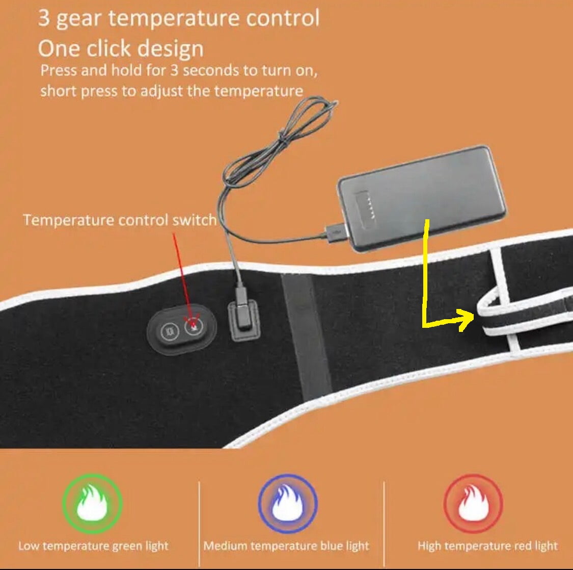 Vibrating Heat Wrap Wireless USB Power Bank Portable Heating Pad