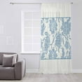 thumbnail image 3 of Blue Spring Floral Semi Sheer Curtains Drapes for Living Room, Bedroom, French Doors Window 108 Inches Long, Ethnic Boho Vintage Botanical Rod Pocket Chiffon Curtain Drapery Voile Draperies Panel, 3 of 6