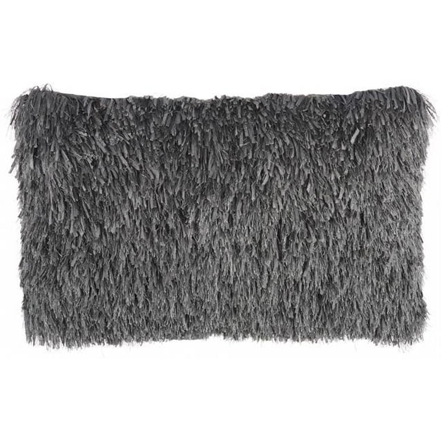 HomeRoots 386420 Long Charcoal Shag Throw Pillow