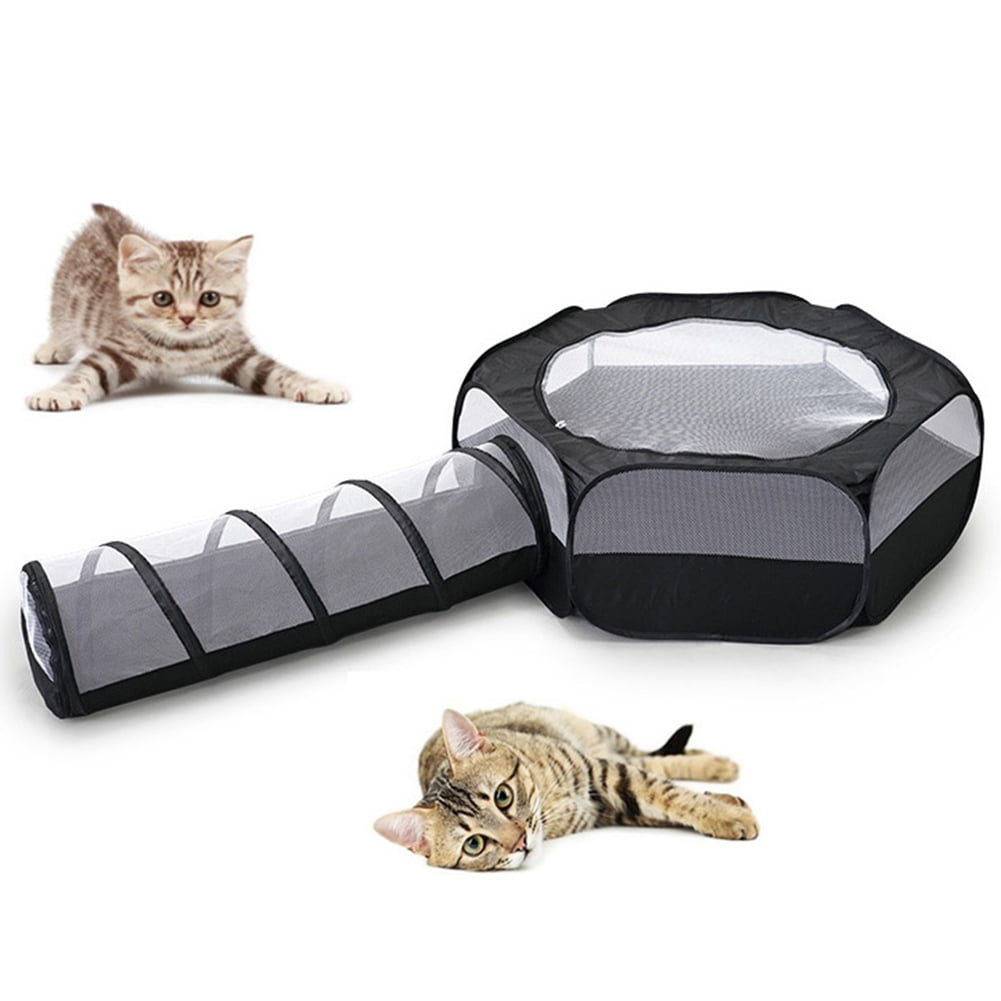 Outdoor Cat Enclosures, Portable Cat Tent for Outside Cat Playpen Enclosed with Tunnel, Cat Enclosure for Indoor Cats and Other Small Animals