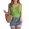 thumbnail image 3 of Womens Summer Crochet Tank Tops Knit Sleeveless Scoop Neck Sweater Vest Boho Hollow Out Cover Ups Green S, 3 of 9