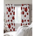 thumbnail image 4 of Red Ladybugs Blackout Curtains for Bedroom Living Room Darkening Curtains 54 Inch Long Animal Themed Spring Summer Rustic Short Curtain for Small Window Treatment Insulated Grommet Drapes 42"x54"x2, 4 of 9