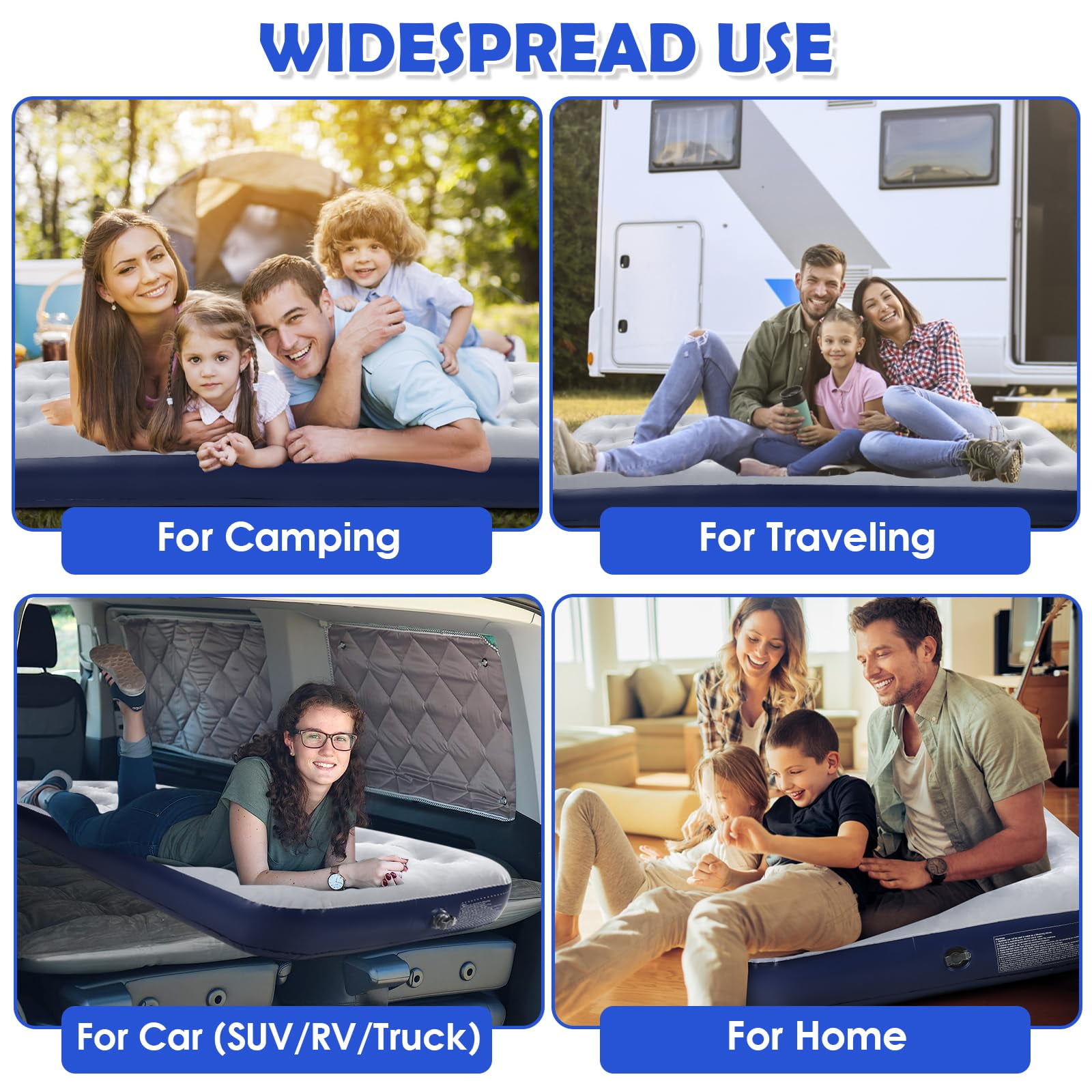 QDH Camping Air Mattress Inflatable Air Bed Flocked Surface Travel Bed Sleeping Pad Air Bed for Outdoor Camping Tent Guest Travelling